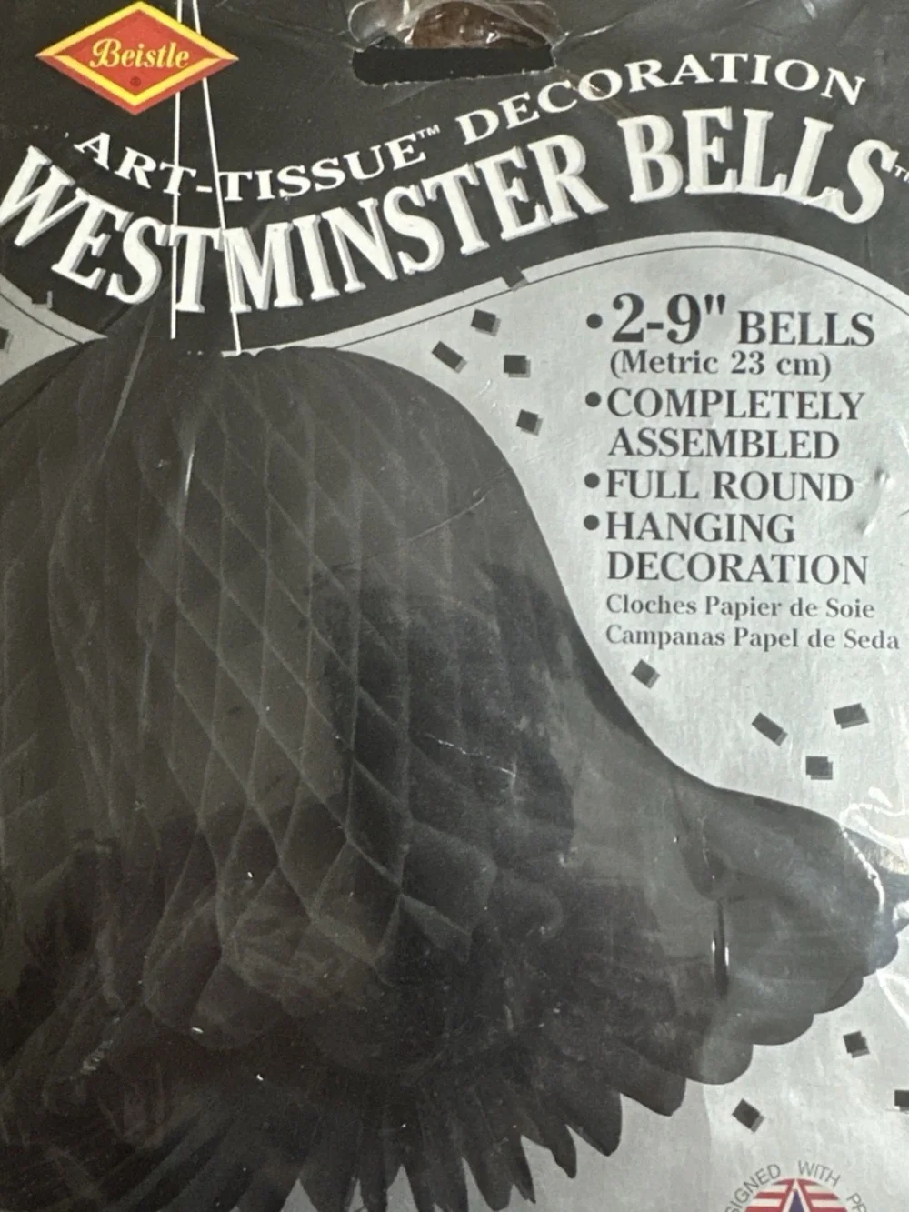 VTG 1998 Beistle Westminster Wedding Bell (8 bells) Art-Tissue Decor 9